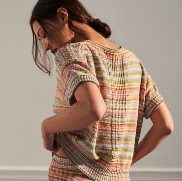 Anthropologie Daily Practice Knit Lounge Multicolor Beachy Top Size Medium - Picture 2 of 11